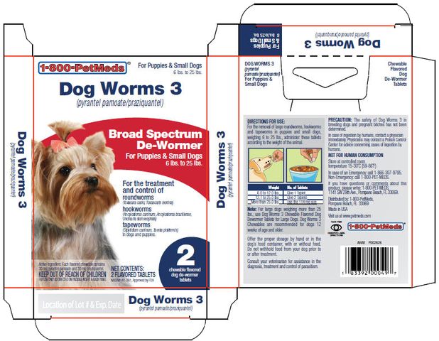 1-800-PetMeds ® Dog Worms 3 (pyrantel pamoate/praziquantel)