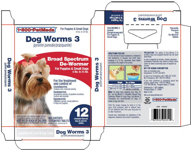 1-800-PetMeds ® Dog Worms 3 (pyrantel pamoate/praziquantel)