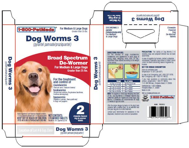 1-800-PetMeds ® Dog Worms 3 (pyrantel pamoate/praziquantel)