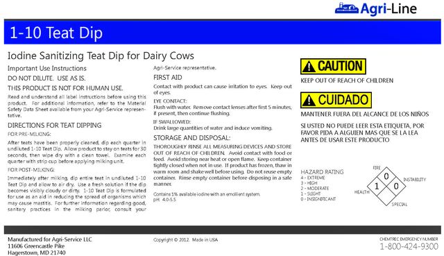 Agri-Line 1-10 Teat Dip