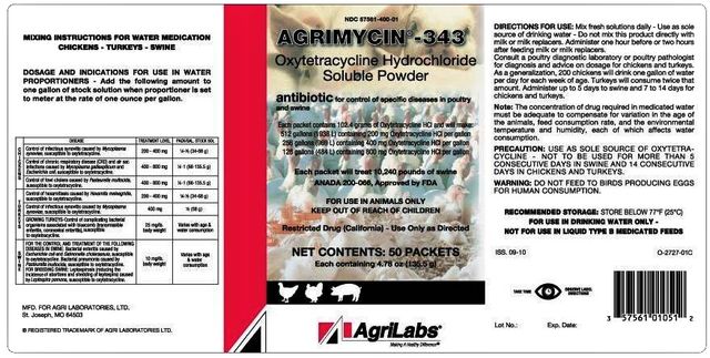 AGRIMYCIN-343 OXYTETRACYCLINE HYDROCHLORIDE SOLUBLE POWDER