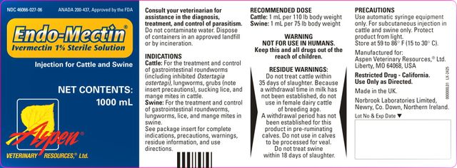 ANADA 200-437, Approved by the FDAEndo-Mectin ® Ivermectin 1% Sterile SolutionInjection for Cattle and Swine