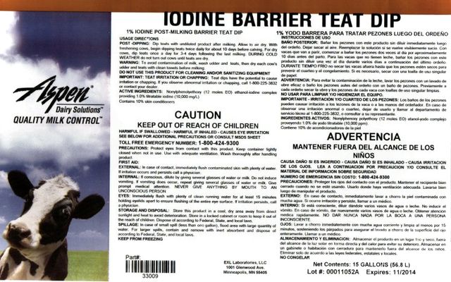 Aspen Iodine Barrier Teat Dip