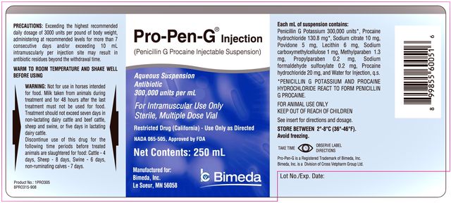 Bimeda, Inc. Division of Cross Vetpharm Group Pro-Pen-G Injection (Penicillin G Procaine) NADA 056-505, Approved by FDA