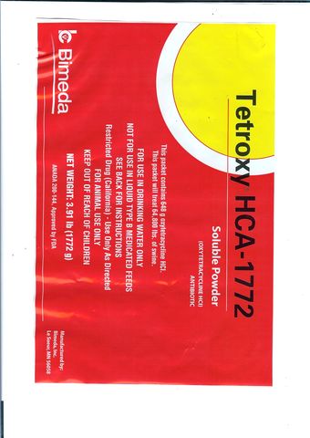 Bimeda, Inc. Tetroxy HCA Soluble Powder (Oxytetracycline HCl) ANADA 200-144, Approved by FDA