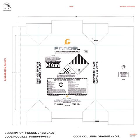 Cupric Sulfate Pentahydrate Label