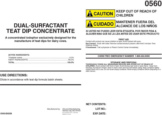 DUAL-SURFACTANT TEAT DIP CONCENTRATE