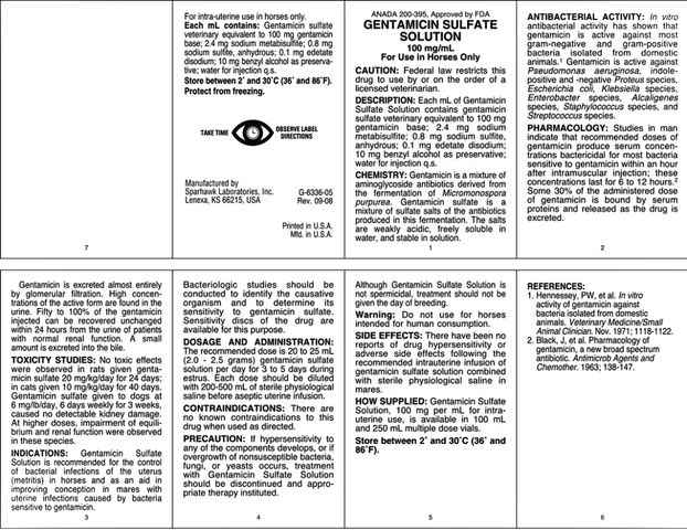 GENTAMICIN SULFATE SOLUTION Sterile Multi Dose Vial 100 mg/mL