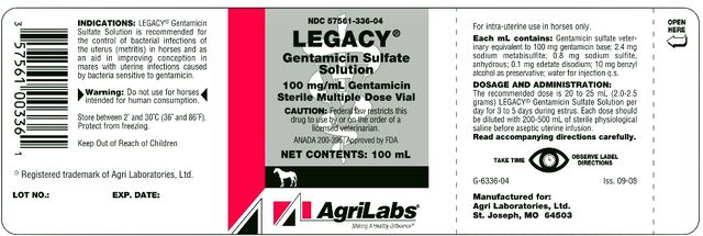 LEGACY Gentamicin Sulfate Solution ANADA 200-395, Approved by FDA 100 mg/mL For Use in Horses Only