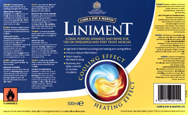 LINIMENT A DUAL PURPOSE LINIMENT AND RINSE FOR USE ON SWELLINGS AND STIFF TIGHT MUSCLES