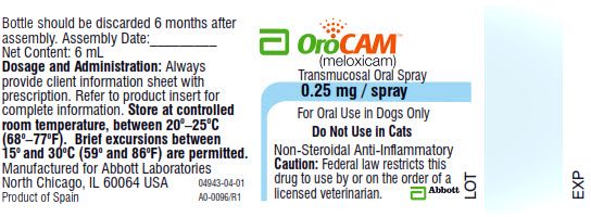 OroCAM ™ (meloxicam) Transmucosal Oral Spray Non-steroidal anti-inflammatory drug for oral use in dogs only.