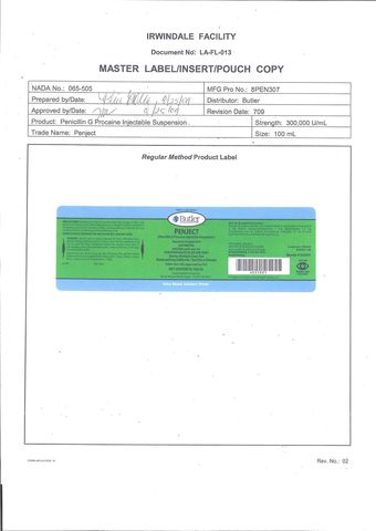 PenJect (Butler AHS) Penicillin G Procaine Injectable Suspension (Routine Method) NADA 065-505, Approved by FDA