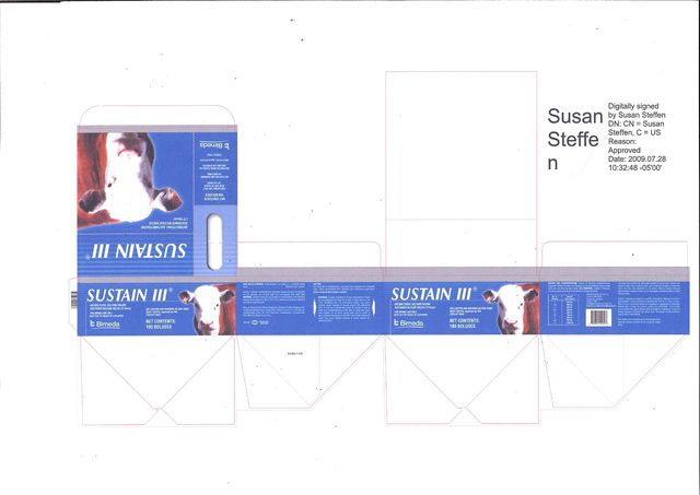 Sustain III Bolus Antibacterial Sulfamethazine Sustained Release Bolus NADA 120-615, Approved by FDA