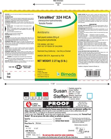TetraMed 324 HCA Soluble Powder (tetracycline hydrochloride) ANADA 200-374, Approved by FDA