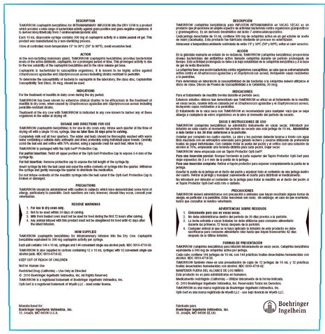 ToMORROW  ®  cephapirin benzathinecefapirina benzatinicaFOR INTRAMAMMARY INFUSION INTO THE DRY COWPARA INFUSION INTRAMAMARIA EN VACAS SECAS