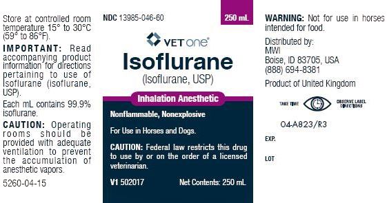 VETONE Isoflurane Isoflurane, USP WARNING: Not for use in horses intended for food. Inhalation Anesthetic For Use in Horses and Dogs Caution: Federal law restricts this drug to use by or on the order of a licensed veterinarian.