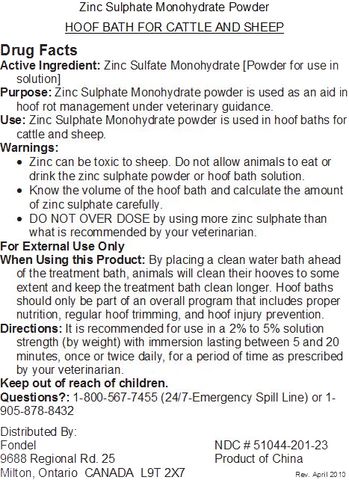 Zinc Sulfate Monohydrate Label